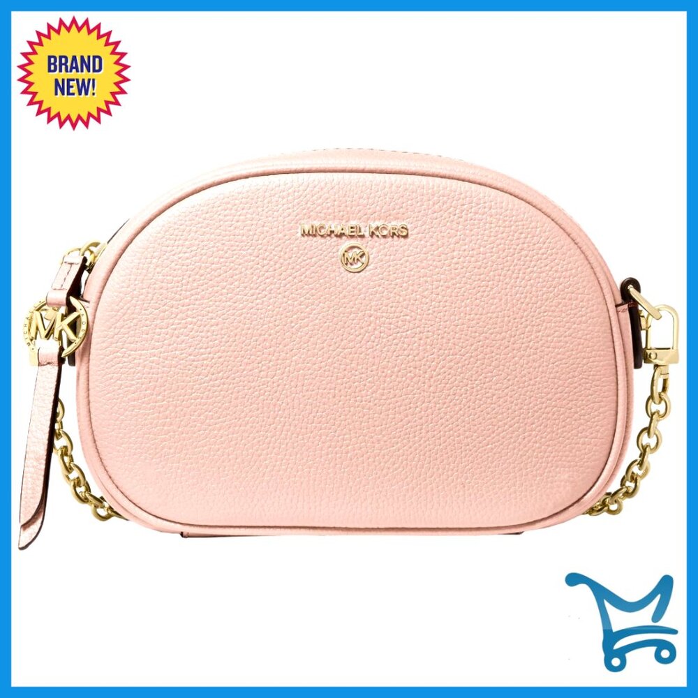 Small Oval Camera Crossbody Bag With Detachable Strap, Pebbled Leather